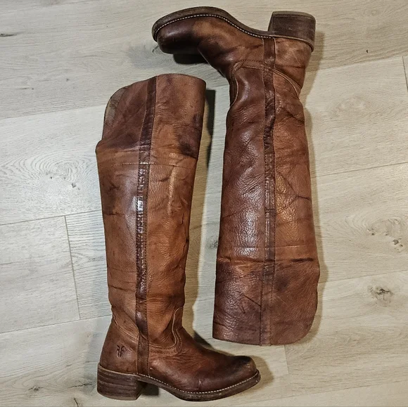 Vintage Frye Campus OTK 14L Boots 8.5 Gorgeous Cognac Patina 😍 - Picture 9 of 11